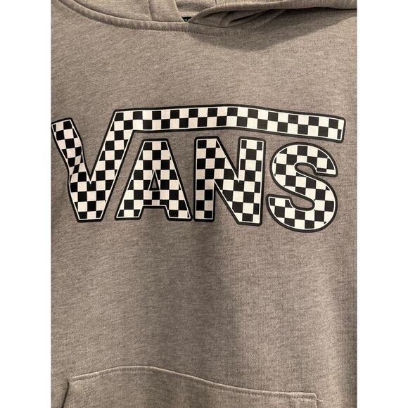 Vans Size M Medium Gray Hoodie Sweatshirt with Checkered Logo - Picture 3 of 5